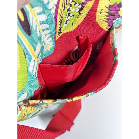 Vera Bradley RUMBA Messenger Laptop Weekender Bag Tropical Floral Pink EUC - Picture 10 of 14